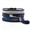 Charm Bracelets ZG Bracelet Selling Drill Brazilian Multi-layer Mixed Color Wild Tassel Magnetic Buckle Ethnic Style