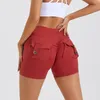 Fitness shorts sport yogabroek dames zomer naakt gevoel perzik bil pocket hoge taille billen bil hefsnelheid droge yoga kleding broek