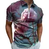 Polos masculinos de pólo floral camisa de pólo rosa impressão casual estilo diário estilo masculino de mangas curtas de manga curta camisetas de design de colarinho virado