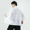 Camicie casual da uomo Kimono giapponese Estate Cardigan oversize con maniche a tre quarti Giacche da uomo Street Protezione solare Outwear Taglie forti