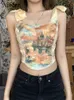 CAMISOS Tanks Nibber Fairy Top Y2K Retro Aesthetic Gedrukte Crop Top Women Elegant Bandage Tanktop Skinny Clubwear Camisole Summer Deals 230426