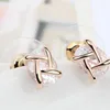 Stud Earrings 11.11 Oval Brincos For Women With Cubic Zirconia Champagne Gold Color Fashion Brand Design Earings Jewelry Gift