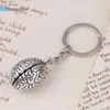 Keychains Doreen Box 3D Keychain & Keyring Key Chains Anatomical Human Cerebrum Brain Halloween Jewelry Silver Color 1 Piece