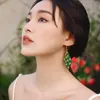 Orecchini pendenti 2023 Tendenze estive floreali per le donne Geometria Perline Gocce per le orecchie Verde Stile pastorale Orecchini Gioielli