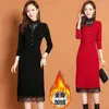 Vestidos casuais outono inverno veludo vestido midi-comprimento estilo coreano solto suéter de renda para mulheres formal elegante baile 2023 mulher