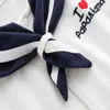 Clothing Sets Girls' New Infant and Toddler White Cotton Long Sleeve Navy Style Bodysuit Girl Bow Romper