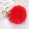 Portachiavi con palla di pelo di coniglio 8 cm Portachiavi in metallo dorato adorabile morbido Palla Pom Poms Portachiavi in peluche Portachiavi per auto Anelli per borsa Regalo DHL