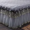 Bed Skirt Adult 3Pcs European Spreads Cover Set Luxury Embroidery Ruffle Quilt For Home