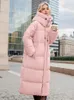 Frauen Daunen Parkas Baumwolle Mantel Frauen Weiß Lange Mit Kapuze Kleidung 2023 Winter Mode Rosa Schwarz Lose Dicke Wärme Brot Jacke 231124