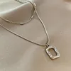 Ketens dubbele gelaagde ketting ins stijl klein nummer veelzijdige geometrische vierkante sleutelbeen ketting mode sieraden vrouw