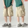 Erkek şort yaz Japon tarzı büyük boy ince şort erkekler gevşek diz kargo şortu hip hop sokak kıyafeti erkek kısa pantolon 230426