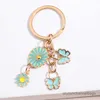 4pcs Keychains Cute Enamel Keychain Sunflower Butterfly Key Ring Small Flower Key Chains Souvenir Gifts For Women Girls Handmade Jewelry