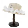 Berets Elegant Sun Hat With Flat Top And Delicate Lace Year Birthday Party Decor