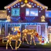 Decorações de jardim 3pcs Handmake Iron Art Elk Deer Christmas Garden Decor LED Light Brilhante Glitter Rena Xmas Home Outdoor Yard Ornament Decor 231124