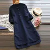 Vestidos zanzea feminino vintage manga longa Mini vestido 2022 camisa de linho de algodão de outono vestido casual top blusas femininas