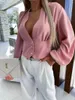 Frauen Blusen Sexy V-ausschnitt Frauen Mode Tasten Langarm Crop Tops Damen Elegante Sommer Büro Hemd Frau Kleidung Blusas mujer