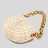 Umhängetaschen Mode Handgewebte Rattan Handtaschen für Frauen Luxus Kette Umhängetasche Marke Geldbörsen und Handtasche Sommer Strandtasche Boho Shell Bag