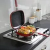 Patelnie 32 cm28cm podwójna patelnia bezstronna przenośna grilla grilla narzędzie do gotowania narzędzia kuchenne kuchenki Caste Caster 231124