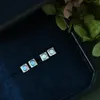 Stud Earrings ITSMOS S925 Silver Square Geometric Korean Synthetic Opal Petite Thread Piercing For Women