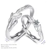 Anneaux De Mariage 1 Paire Branches Feuille Réglable Hommes Femmes Ensemble Couple Cuivre Plaqué Platine Chevauchement Ouverture Doigt Bijoux