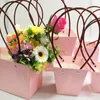 Emballage cadeau 1pc fleurs boîte Portable Kraft papier étanche emballage sac poignée Rose gypsophile fête de mariage bricolage bonbons