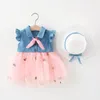 Abiti da ragazza Cowboy Garze Girls Dress Baby Young Lovely Sweet Bowknot Sleeve