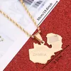 Chains Gold Plated Stainless Steel ZAMBIA Map Pendant Trendy Silver Zambians Flag Necklace Unisex Chain Jewelry