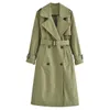 Womens Jackets Double Breasted Long Trench Female Coat Classic Lapel Long Sleeve Windproof Overcoat With Belt Autumn Streetwear