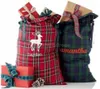 Plaid Santa Sack Christmas Santa Sacks for Kids Candy Present Bag Canvas Santa Sack Plaid Style X-Mas Gift Sack Gyqqq 0503