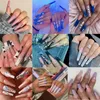 Valse nagels handgemaakte korte Franse tip druk op 3D Cartoon Rhinestone gel lijm nep voor vrouw kunst salon manicure