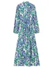 Klänningar Traf Wrap Long Dress Printed Vintage Midi Female Dress Knot Boho Summer Dresses Woman Ruched Long Sleeve Beach Dresses