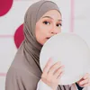 Hijabs vanlig färg chiffong hijab halsduk med bandage nonslip muslimska kvinnor andas islam långa hijabs pannband mode turban headwrap 230426