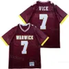 High School de futebol 7 Michael Vick Vick Warwick Jerseys Men Pure Cotton Moive Team respirável Team Red College costure