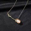 Charming Tulip Pearl Pendant Necklace Women Luxury Brand Plating 18k Gold Necklace Sexy Female s925 Silver Flower Collar Chain Luxury Jewelry Valentine's Day Gift