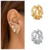Backs oorbellen 24K Gold vergulde zilveren metalen clip voor vrouwen Simple Fake Piercing Ear Clips Cuff Sieraden Groothandel