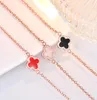18K Rose Gold Charm Bracelets Earrings Rings Pendant Necklaces Set Luxury Clover Lovely Link Bracelet Jewelry for Women Valentine 6716857