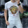 T-shirt da uomo T-shirt da uomo Estate Europa Stelle americane Moda T-shirt da uomo T-shirt casual in cotone satinato T-shirt da donna