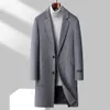 Herrjackor Röd vår Winter Wool Woolen Long Trench Coat Windbreaker Jacket för män Överrock ner koreanska höstkläder 2023 231124