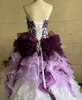 Dresses Romantic White And Purple Country Wedding Dress Tiered Ruffles Strapless Long Organza Bridal Gowns Sleeveless Garden Plus Size Wom