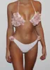 Badebekleidung Blume Low Waist Bikini Set Cover Up Badeanzug für Frauen Push Up Langarm 2 Stück Bademode 2023 Strand Badeanzüge AA230425