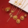 Necklace Earrings Set Traditional Ethiopian Bridal Big Hair Jewelry 6pcs Sets African For