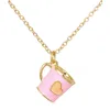 Colliers pendants tasse de couleur rose mignonne simple pour les femmes fille boho gold clavicule chaîne coule de cou