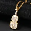 Kettingen Iced Out Out Cubic Zirconia gitaarvormige muzieknoot hanger ketting vrouwen mannen hiphop sieraden persoonlijkheid mode cadeau