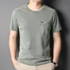 T-shirty męskie mlshp bawełniane lato T-shirty Wysokiej jakości krótkie rękawie stały kolor okrągły kołnierz Casual Man Tees One Pocket Man T-shirt 3xl 230426