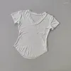 Active Shirts Sport T-Shirt Damen Sommer V-Ausschnitt Buch Laufen Atmungsaktiv Yoga Anzug Kurzarm Training Schnell Trocknend Schlank Fitness Top