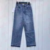 Jeans blu scuro da donna Fashion Designer Button Fly Denim Pants Pantaloni classici slim dritti Jean