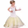 Flickor Gaze Mermaid Long Dresses Ball Gown Kids Lace Brodery Dew Shoulder Princess Dress Children's Day Party Clothes Z1778