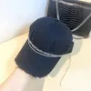 Ball Caps Korean Version Of Worn-out Broken Hole Diamond Chain Large Brim Baseball Cap For Women Versatile Sunshade Outdoor Men