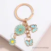 4pcs Keychains Cute Enamel Keychain Sunflower Butterfly Key Ring Small Flower Key Chains Souvenir Gifts For Women Girls Handmade Jewelry