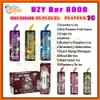 Original Uzy Bar 8000 Puff Vapes Pen 14 ml POD Batterisladdningsbara patroner Pod Mesh Coil Vaporizers Puff 8K 0% 2% 3% 5% Disponible Electronic Cigs vs Bang King 8K